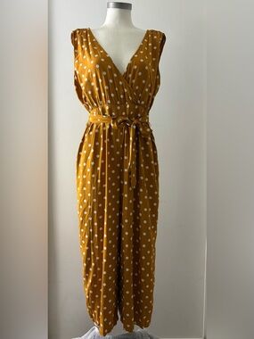 bp Mustard Yellow Polka Dot Sleeveless Jumpsuit